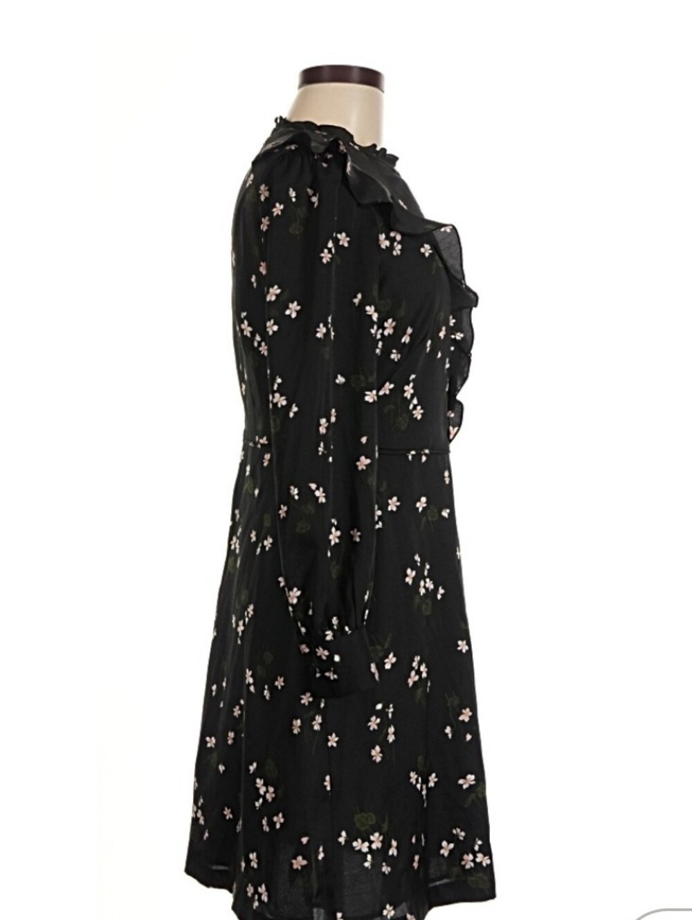 Ann Taylor Black Floral Ruffle Dress - Picture 3 of 6